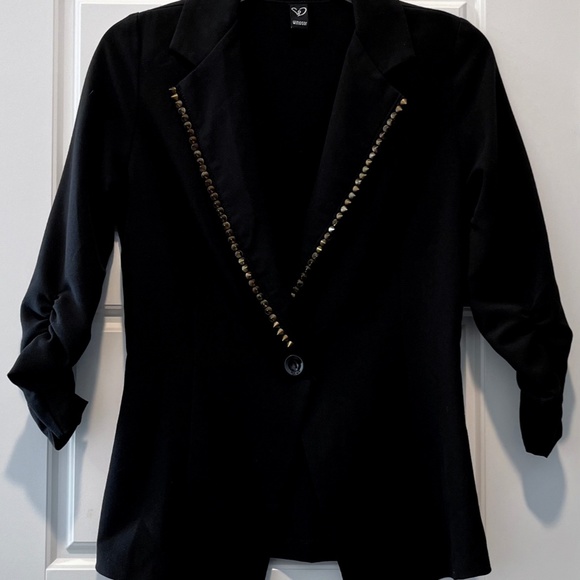 Windsor Junior's Black Studded Notched Collar One Button Blazer/Jacket S/M - Picture 1 of 7